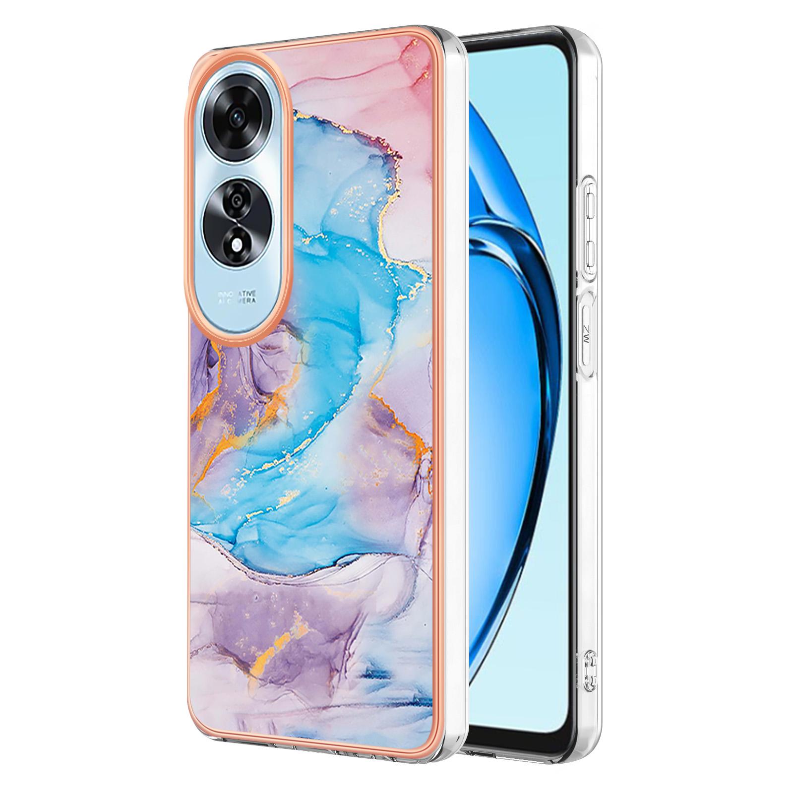 

For Oppo A60 4G Case with IMD Marble Flower Pattern TPU Mobile Back Cover D