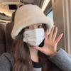 Women's autumn and winter versatile warm plush basin hat bucket hat shows a small face fashion single item plain bucket hat