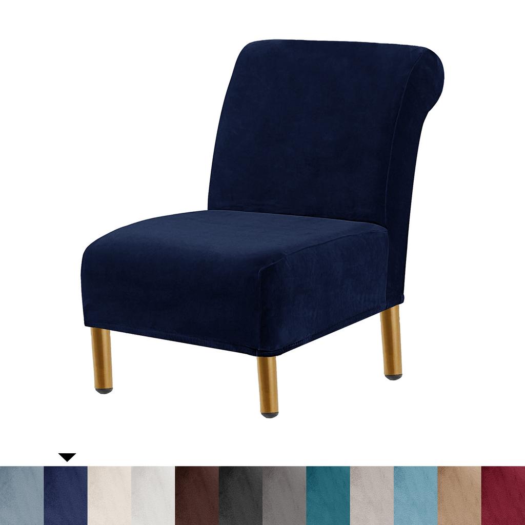 Stuhlhussen mit Samt-Akzenten, hochelastische Stuhlhussen ohne Armlehnen für das Wohnzimmer, dicker Stuhlbezug aus Samt, moderner Möbelschutz, maschinenwaschbar