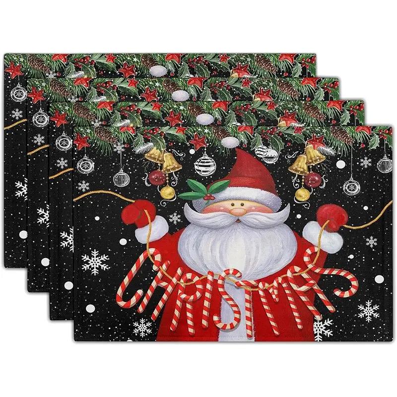 1pc Gnomes Placemats Buffalo Plaid Kitchen Mat Heat Proof Linen Place Mats for Home Kitchen Dinner Table Decor and Supplies