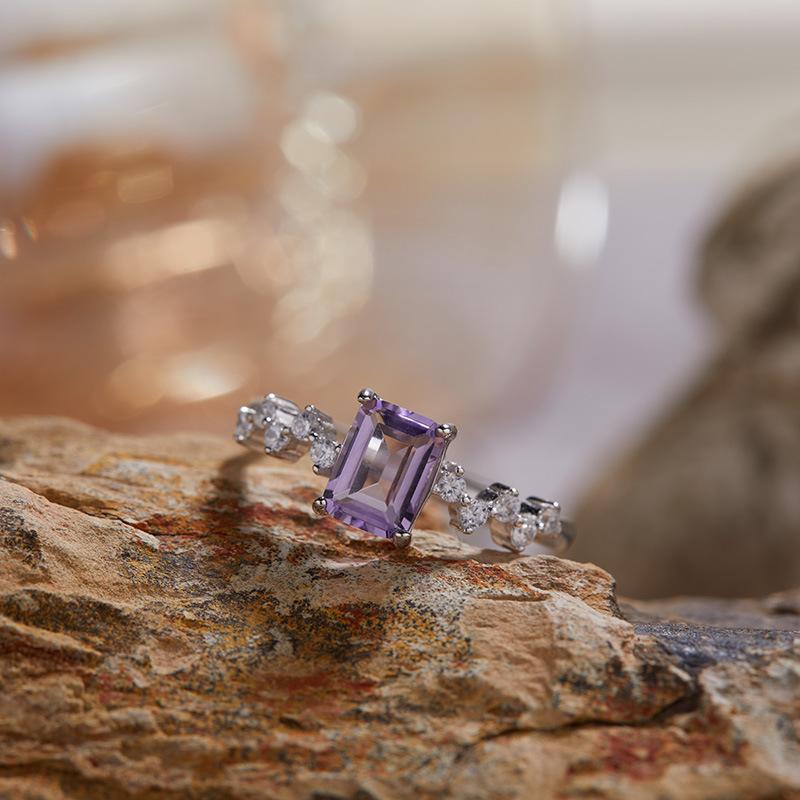 Wind S925 Sterling Silver Natural Colored Treasure Ring, High Sense Temperament, Lucky Niche Design, Light Luxury, High-End