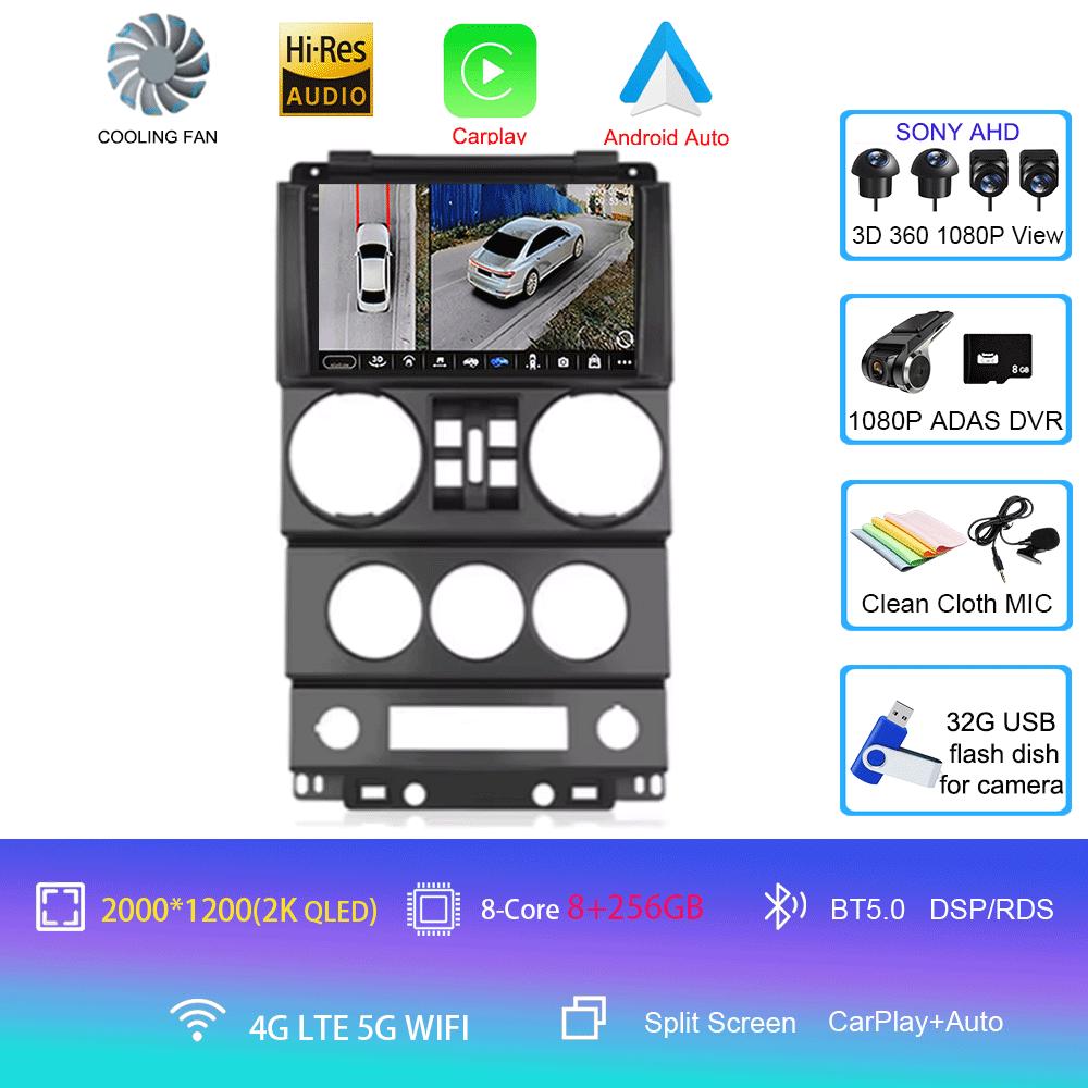 For Jeep Wrangler Unlimited 3 JK 2008 - 2010 Android 14 Car Radio Multimedia PlayerNavigation GPS Autoradio Carplay Head Unit