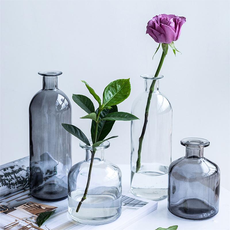 Glass Vase Living Room Dried Flowers Nordic Ins Style Glass Transparent Dill Home Decoration Accessories Flower Vases For Homes