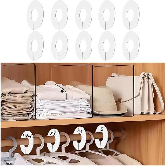 10-Pack Closet Dividers for Hanging Clothes, Durable Plastic Wardrobe Organizers - Perfect for Closet Rods, Clothing Racks & Retail Display
