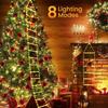 3M Santa Claus Climbing Ladder Light USB Plug 8 Flashing Modes Christmas Decoration for Home Xmas Tree Wall Window Decoration