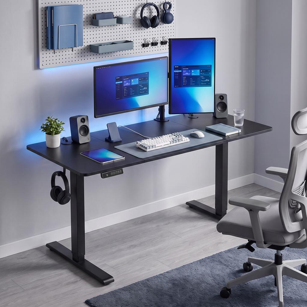 Electric Standing Desk Height Adjustable 120 X 60cm, Black