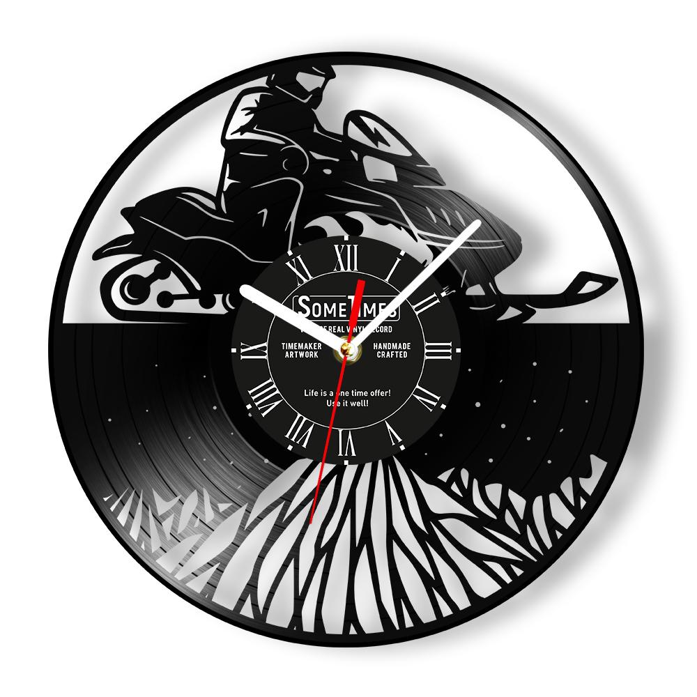 Personalized Snowmobiler Retro Wall Clock Custom Snowmobile Signs Vinyl Record Wall Clock for Man Cave Home Decor Wall Watch