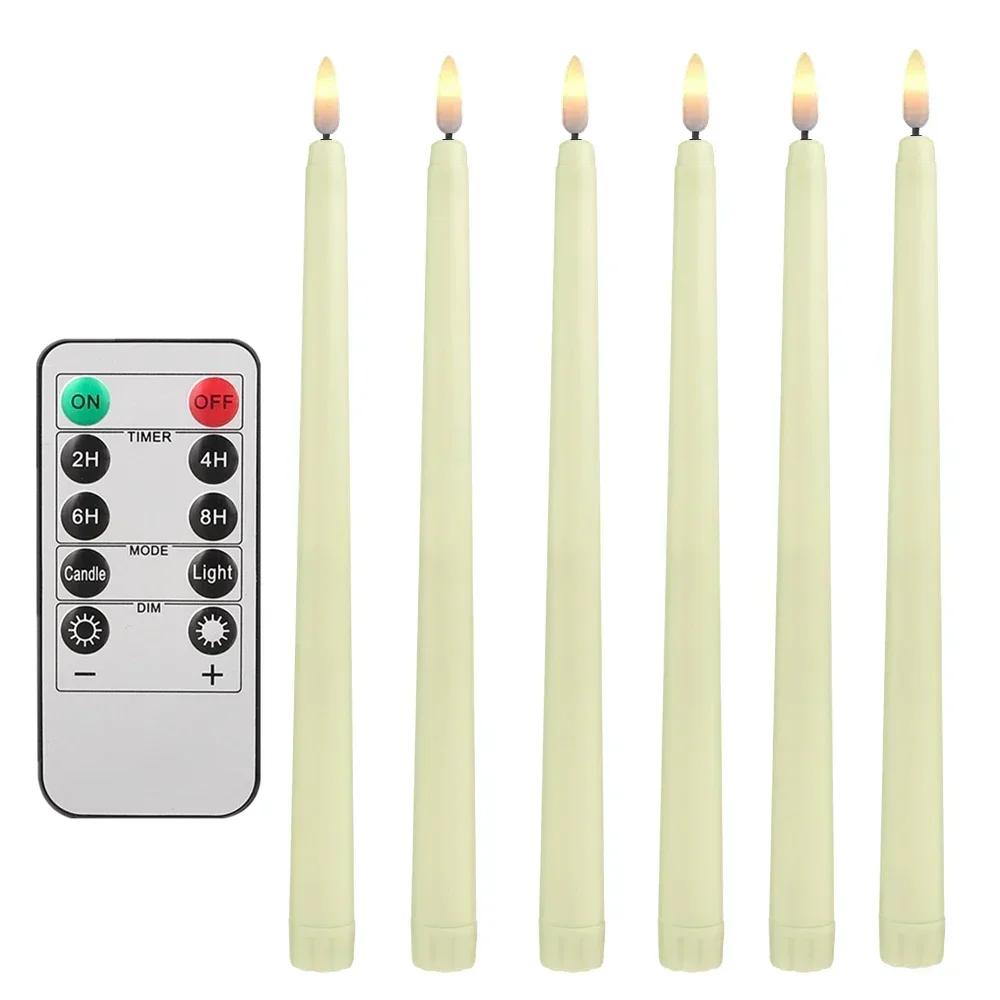 Flickering Taper Led Candles with Remote Control and Timer Flameless LED Candlesticks 3D Flame Candles for Christmas Halloween