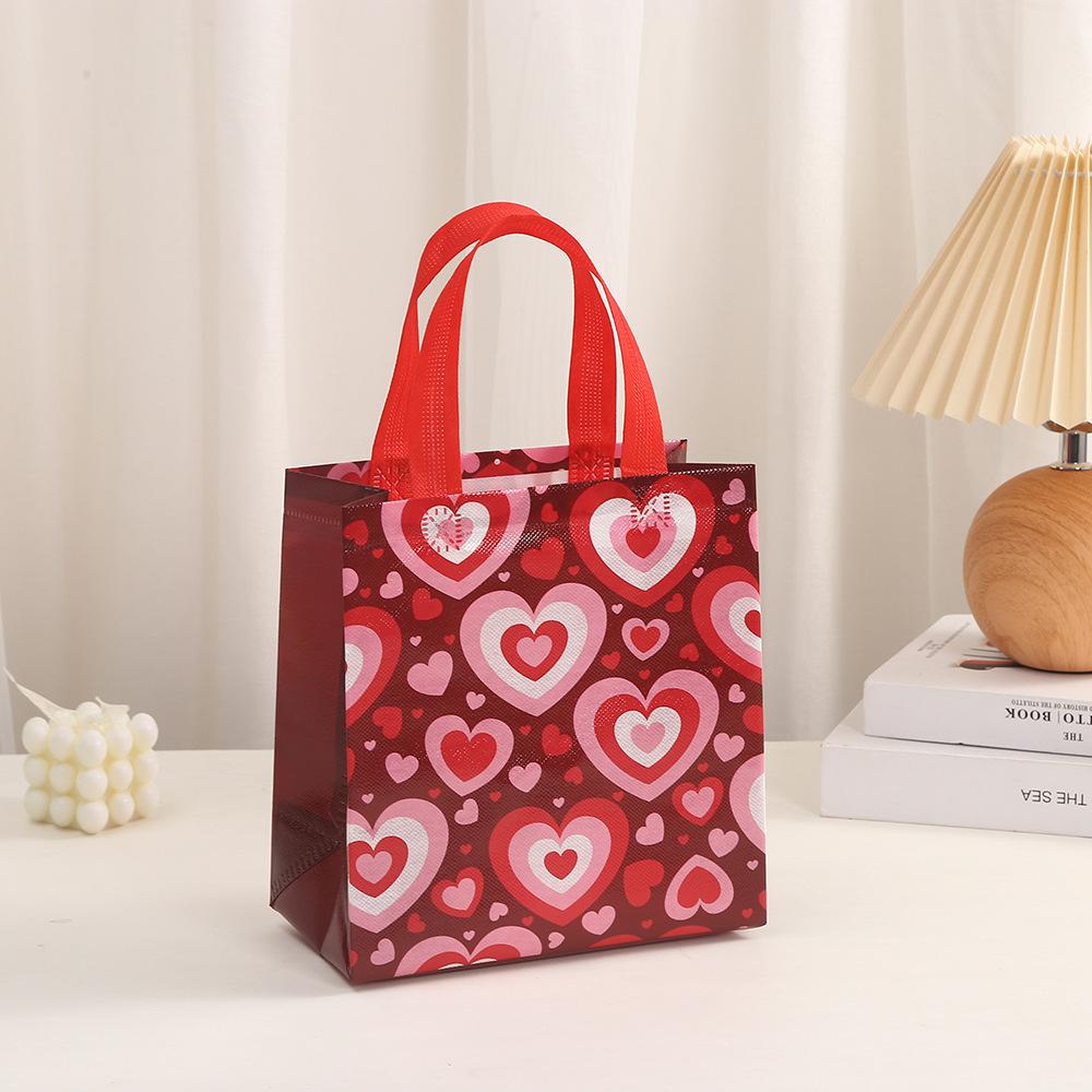 12/30pcs Valentine Gift Bags Heart Pattern Paper Gift Bags With Handles For Wedding Party Favors Candy Treats Small Gifts
