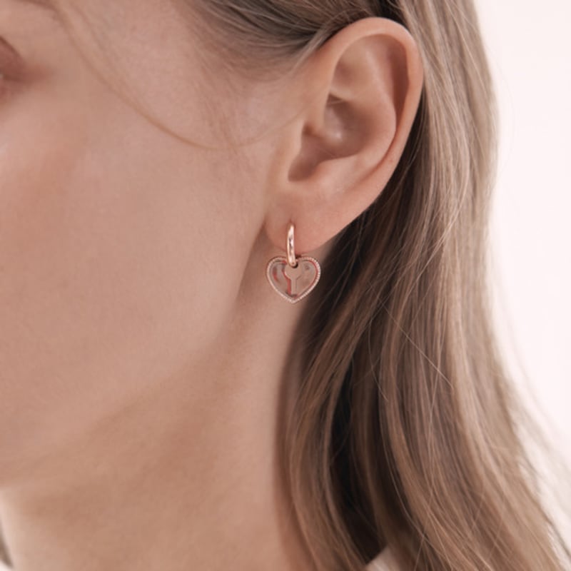 ELLE Jewelry 14K Gold Heart Lock Earrings ELGPEE475