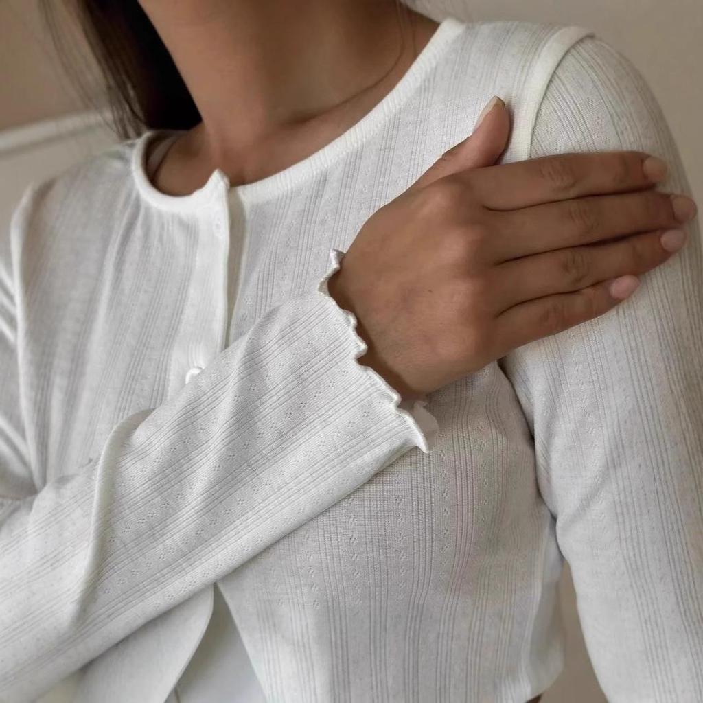 2025 Europejski i Amerykański Dzianinowy Zestaw Długi Rękaw i Spodnie z Mieszanki Bawełny na Jesień/Zimę