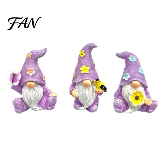 Macaron Color Resin Statues for Gifts Halloween Gnome Statue, Spring Butterfly Bird Flower Themed Gardening Women Figurine Garden Patio, Hand Painted