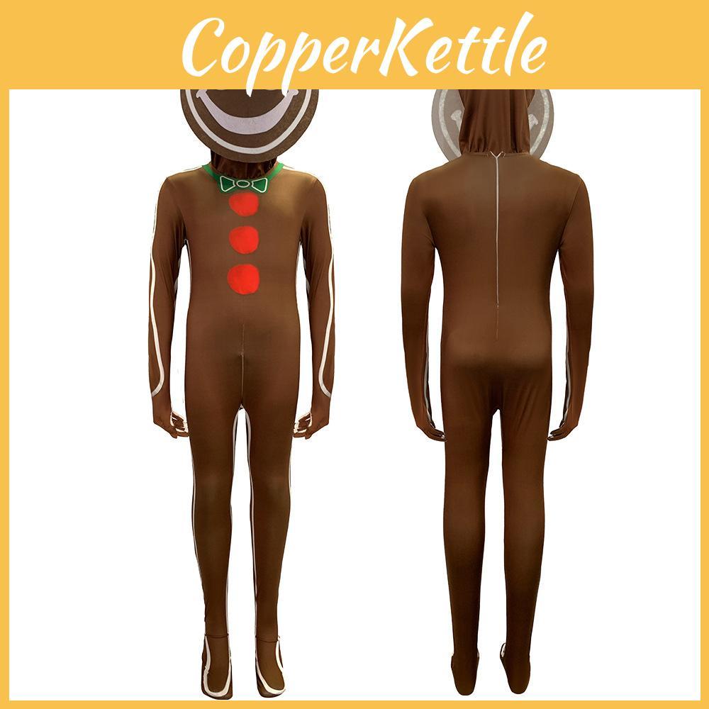 Gingerbread Children Man Jumpsuit Christmas Cosplay Costume Role Play Party