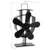 Heat Operated Stove Fan with 5 Blades Black