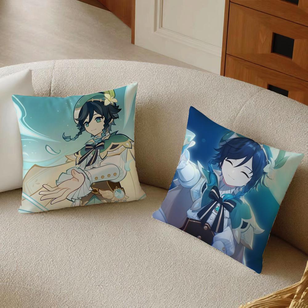 Popular Genshin Impact Venti Pillow Cushion Cover Pillowcase Anti-Dustmite Living Room Sofa Decor Cushion Room