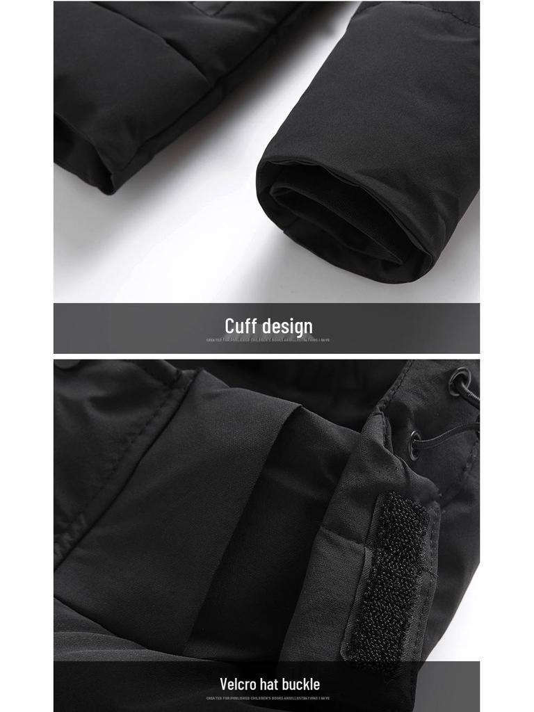 New Men's Windproof Hooded Cotton Jacket - Trendy, Thickened, Detachable Hood, Winter Casual Wear