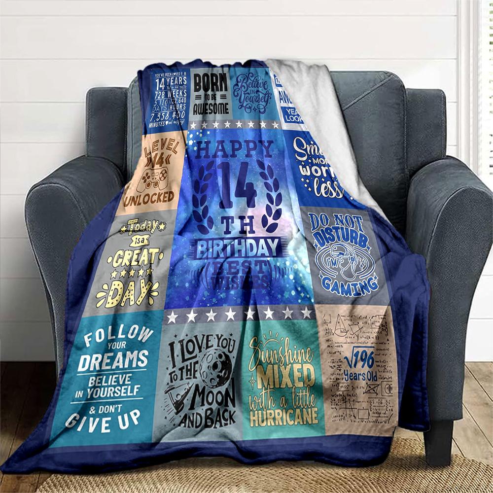 14Th Birthday Celebration Multi-purpose Blanket Comfortable Ure Versatile Picnics Four Seasons Universal Warmthful Decor and Friends Y8