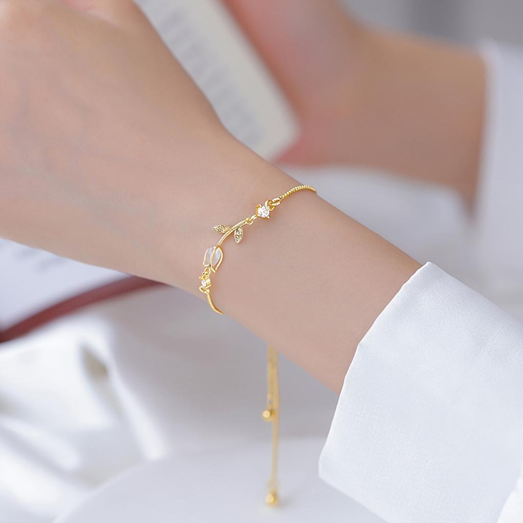 NEW Adjustable Tulip Bracelet, High-Quality Jewelry Upgraded Fashion Accessory Elegant Decorative Hand Chain for Daily Wear Wedding Season Gift