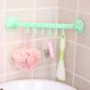 6 Hook Wall Mounted Towel Rack, No Drill Plastic Bathroom Organizer, Corner Shower Storage Holder for Towels, Bath Accessories and Kitchen Supplies