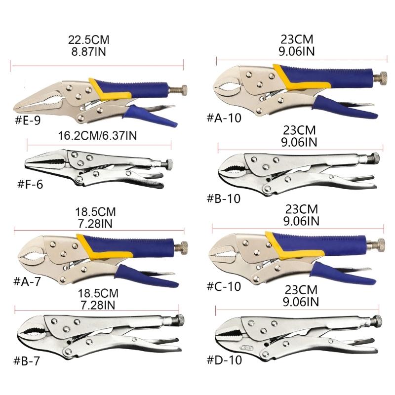 Industrial Grade C-Type Auto-Locking Pliers - Round Straight Pointed Jaw Quick-Sealing Fixing Pliers