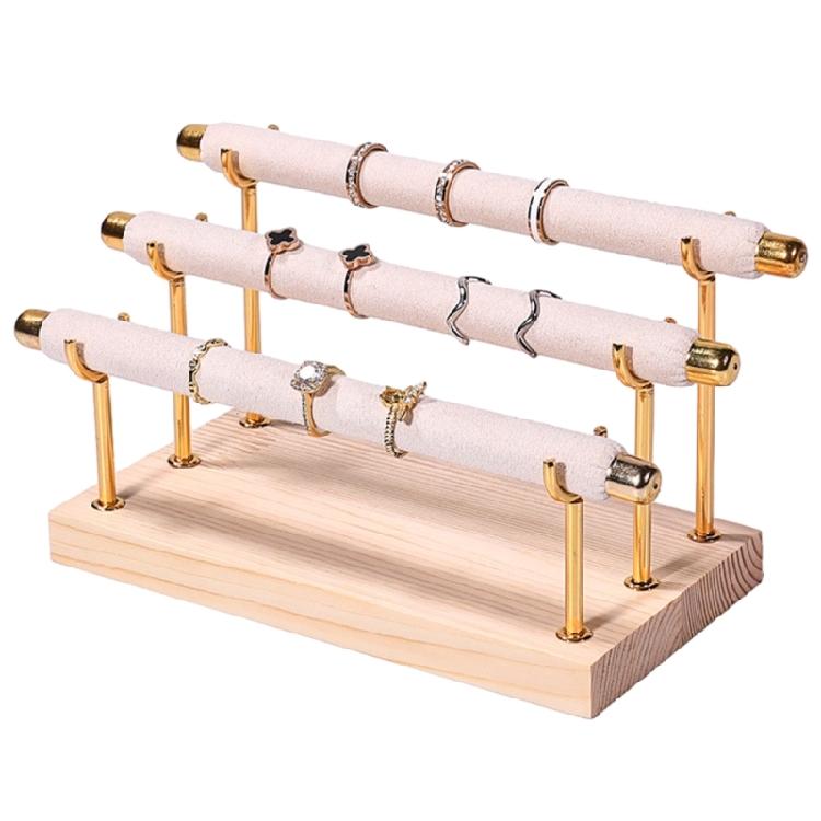 Space Saving Rings Storage Organizer Portable Wood Base Accessories Display Rack