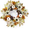 Harvest Wreath With Pumpkins Berries Vine Circle Halloween Thanksgiving Door Decor