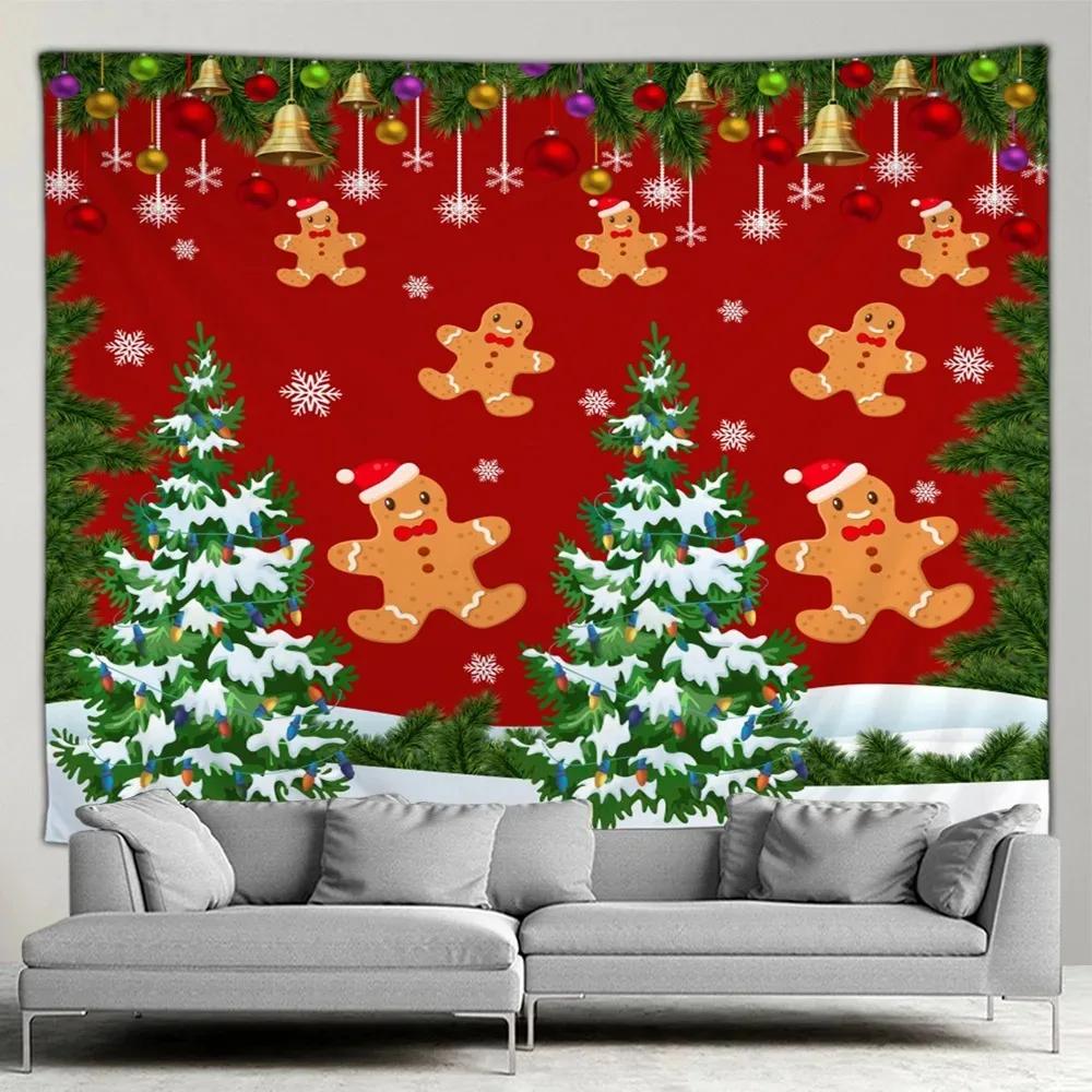 Christmas Tree Snowman Pattern Tapestry Bedroom Living Room Home Christmas Decoration