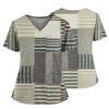 Women's Casual Printed V-Neck Pocket Side Slit Short Sleeved Top Short Sleeved Top