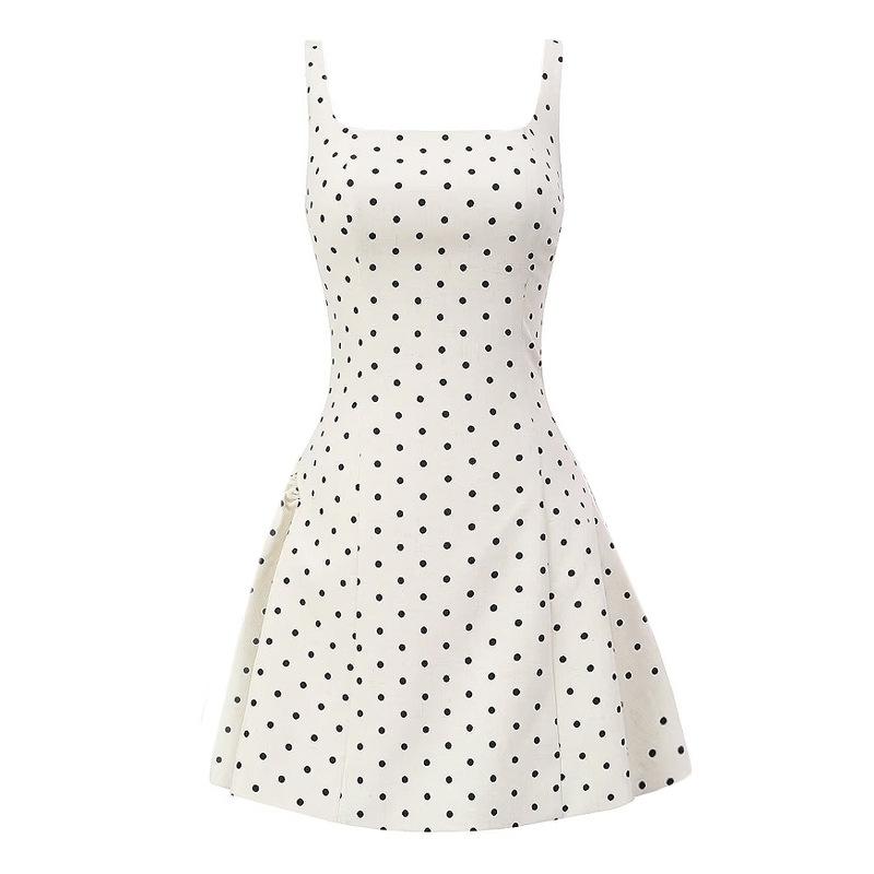 Small French polka dot suspender dress children's summer new temperament beautiful a word puffy skirt