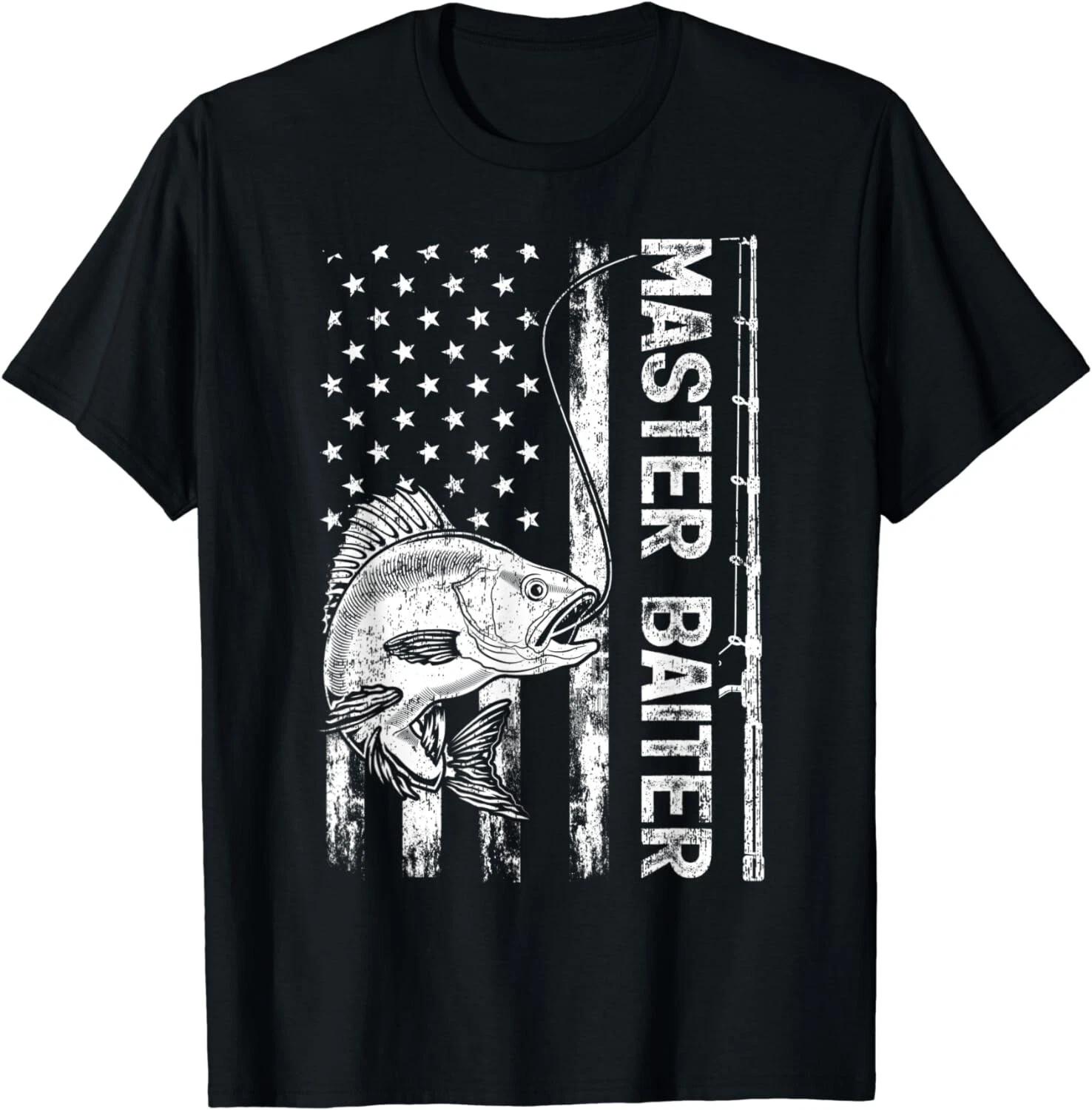 Funny Vintage American Flag Master Baiter Fishing Gift Unisex T-Shirt 4XL