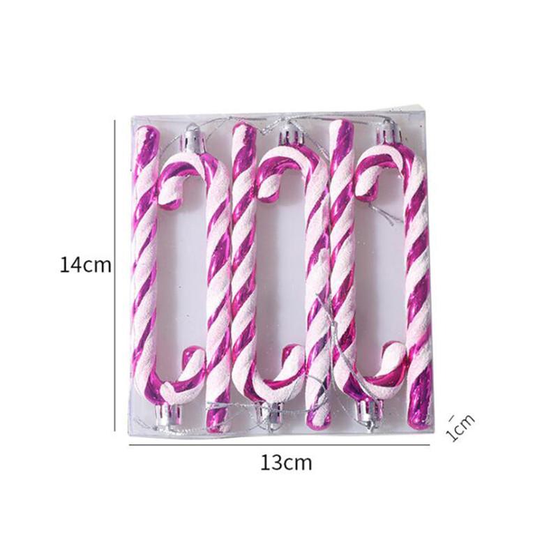 6Pcs Mini Candy Canes Miniature Christmas Tree Ornament Decoration Pendant DIY Scrapbook Craft Gift Home Party Navidad Decor Set