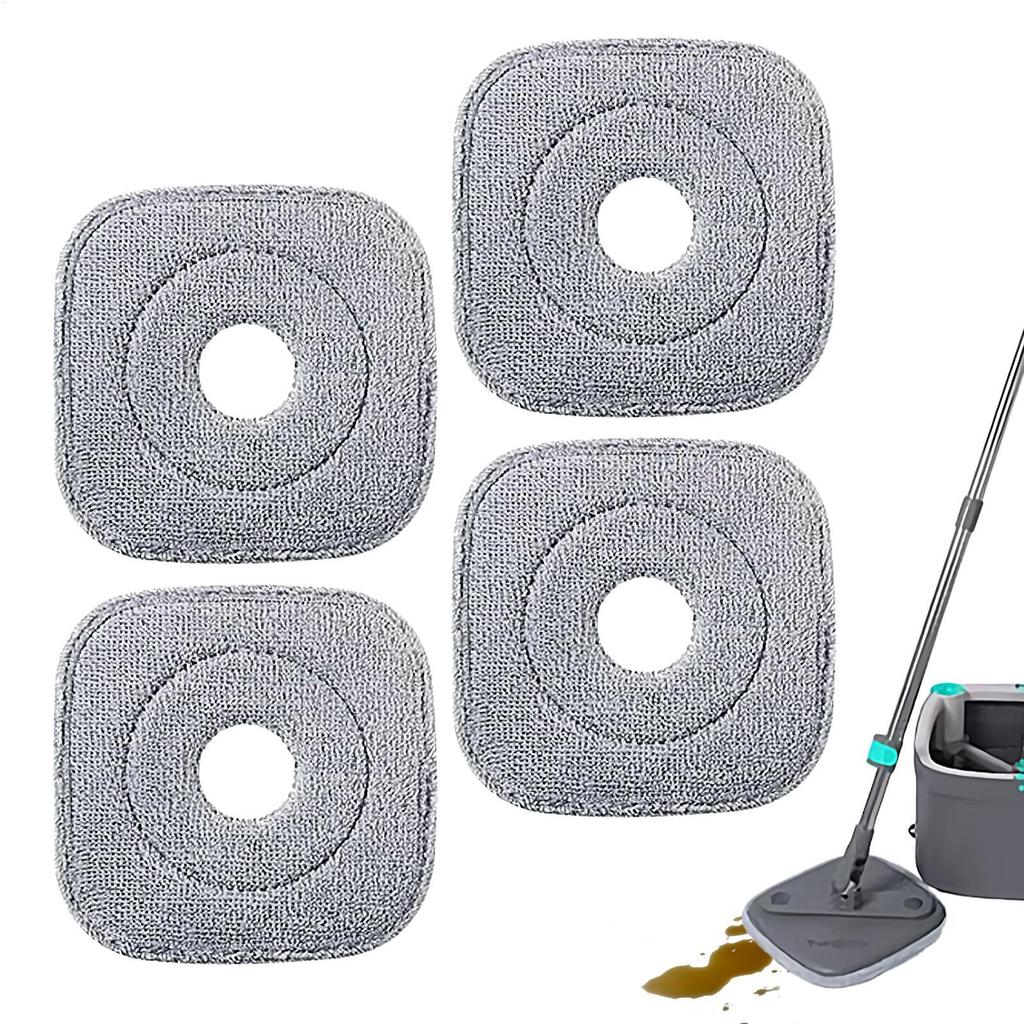 Mop Head 4 Pieces Microfiber Mop Pads Square Brush Scrub Pad for Wet and Dry Deep Clean Hardwood Floor Care Kitchen Bathroom