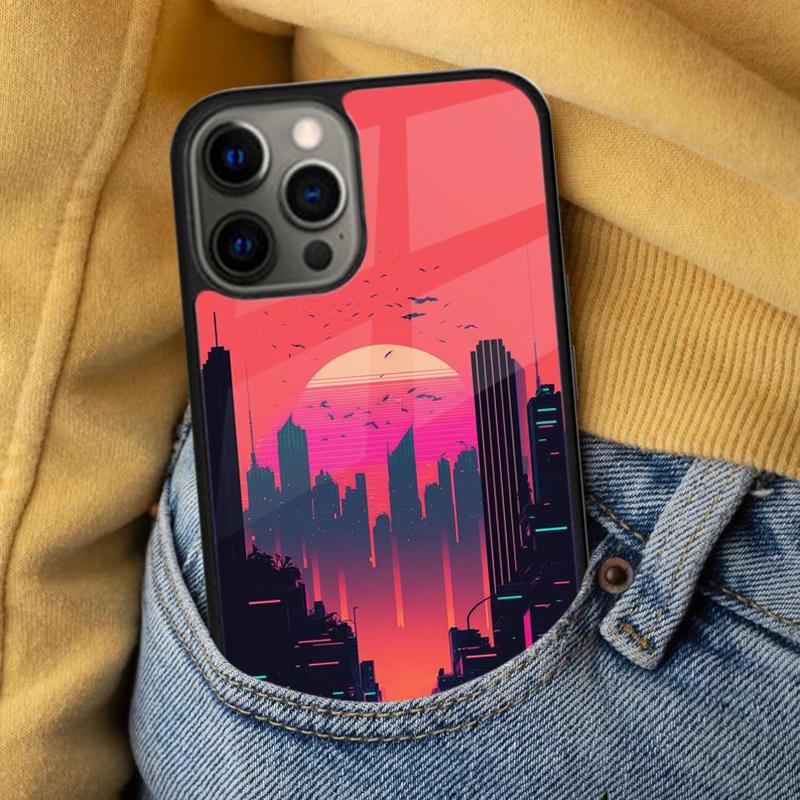 Hot Synthwave Retro 80s Neon Magnetic Soft Phone Case for iPhone 16 Promax 15 Pro 13 14 Plus 11 12 Mini MagSafe Coque