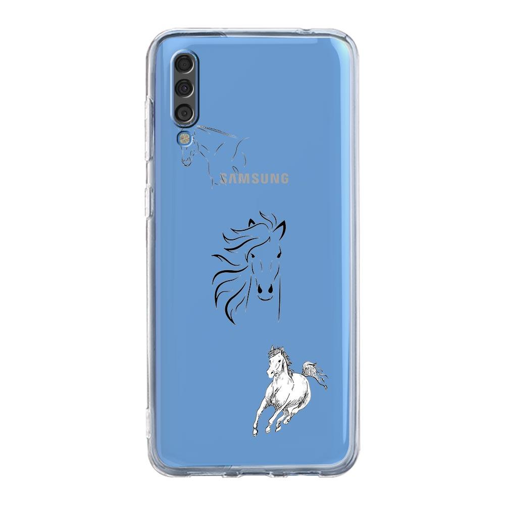 Phone Case For Samsung A14 5G A12 A22 A32 A34 A42 A52 A54 A50 A70 A72 A40 A20E A10S A20S A02S A04S Clear Cover Animal Art Horse