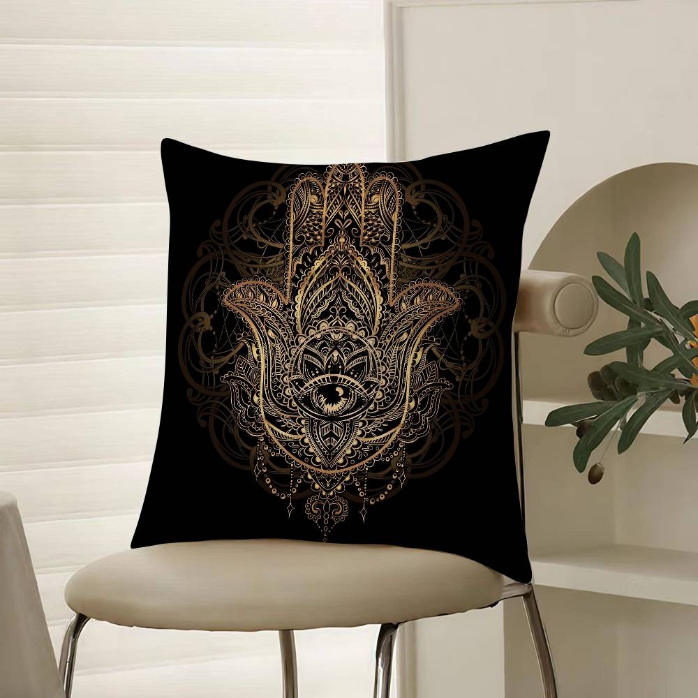 Beautiful Mysterious Style Hamsa-A Pillow Case Comfort Sofa Bed Silky Elegant Invisible Zipper Decorative Cushion Cover
