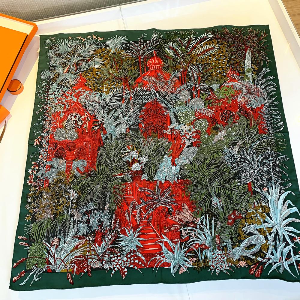 90cm Hot Luxury Brand Manual Hand Rolled Twill Silk Scarf Women Curled Square Scarves Echarpes Foulards Femme Wrap Bandana Hijab