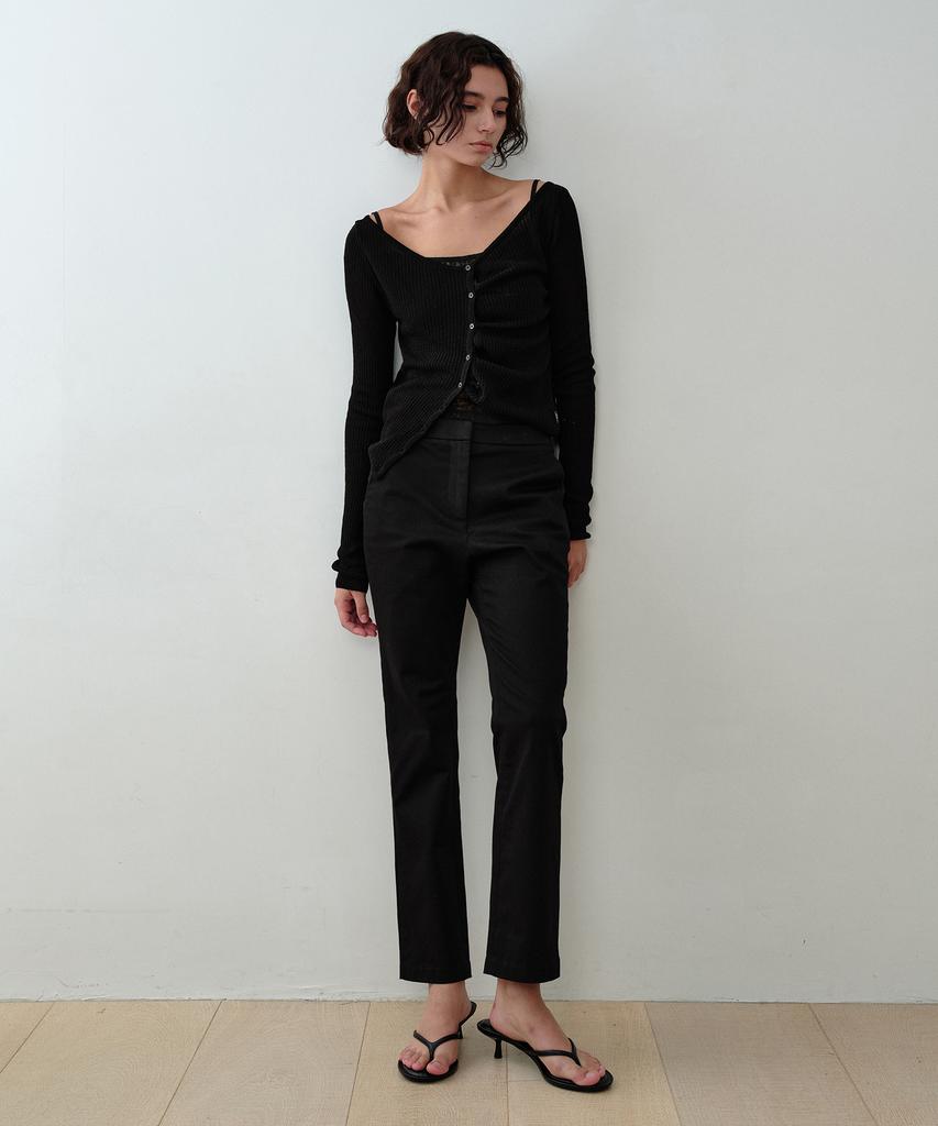 Simeteuligpeosenteu Slim-Leg Cotton Pants / Black