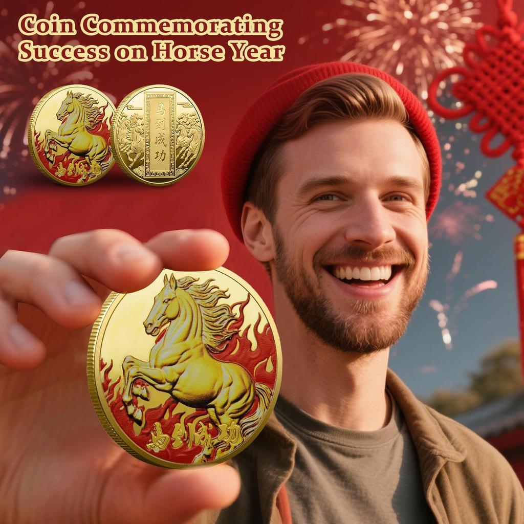 Coin for Collectors Chinese Year Of The Horse Collector Coin Travel-Friendly Luck Charm brings good luck lucky coin Collection