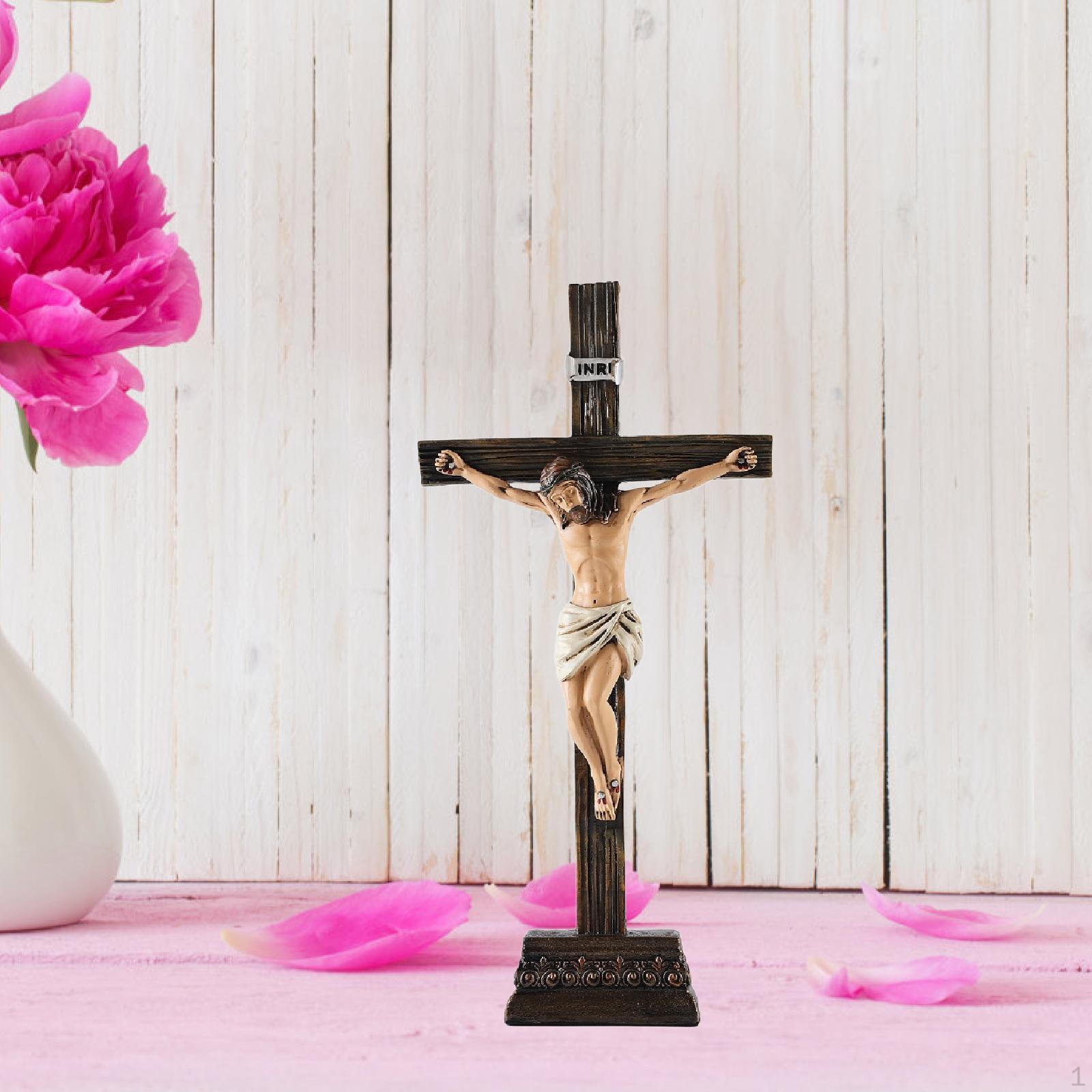 

Jesus Crucifix Resin Statue,Catholic Display Praying Sculpture Decoration,Religious Figurine for