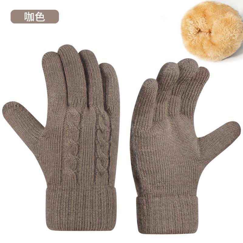 Double gloves men's fleece warm thickened autumn and winter cold outdoor knitting warm