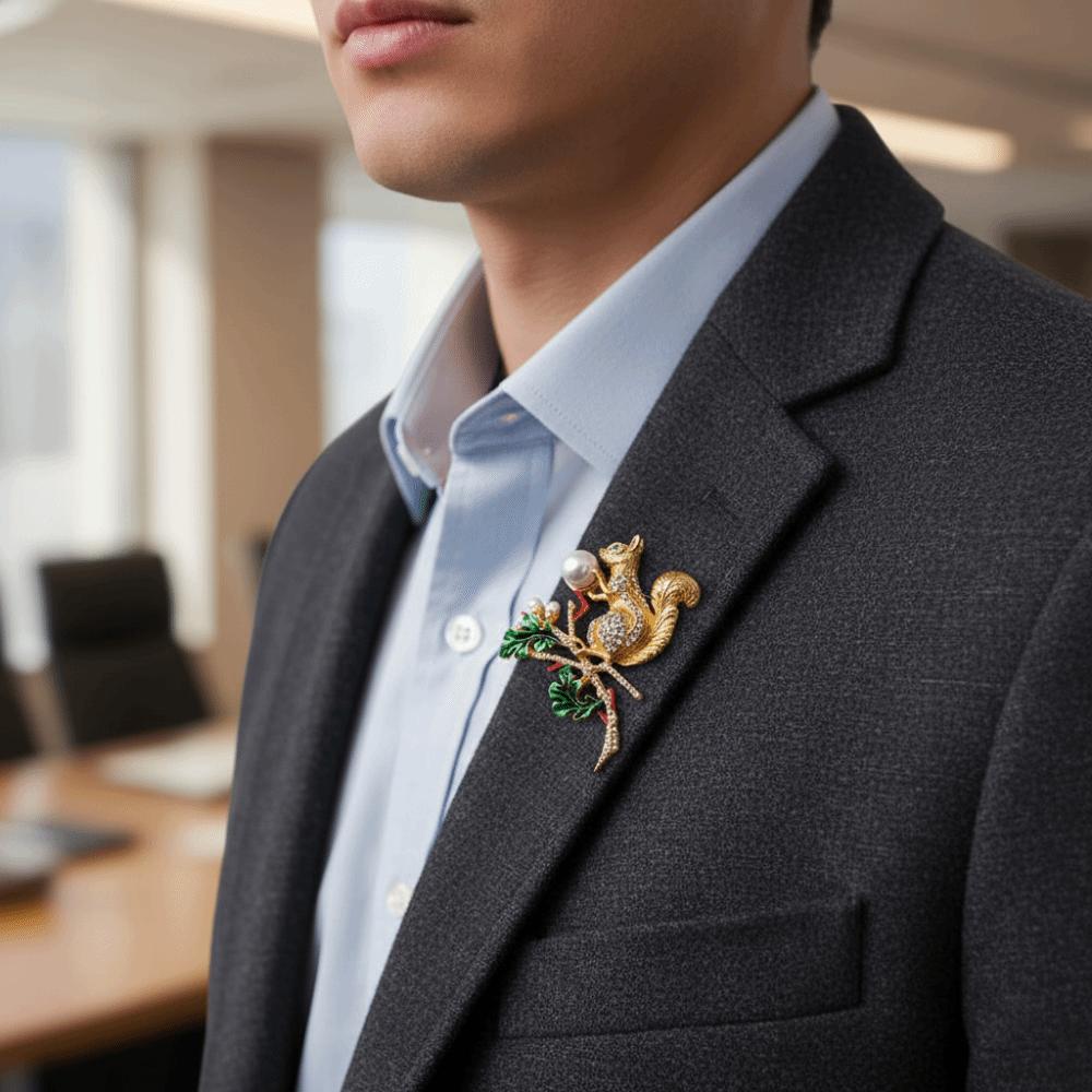 Cartoon Animal Vintage Squirrel Pin Gold Squirrel Animal Lapel Pins  New Year Gifts