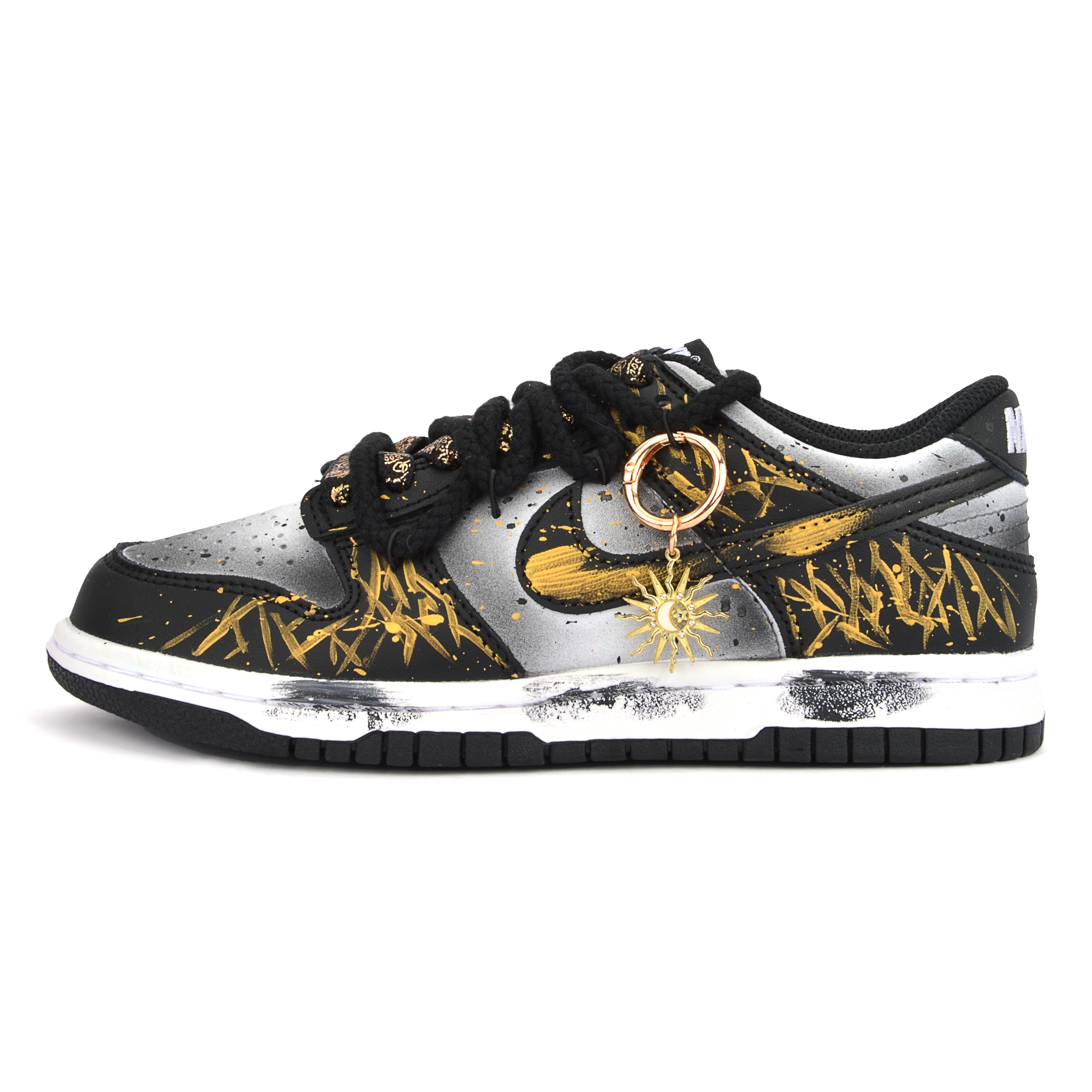 

Nike Dunk Abrasion Resistant Breathable Low top Skateboard Shoes Unisex Black Gold DD1391-100(Team1461-) 43
