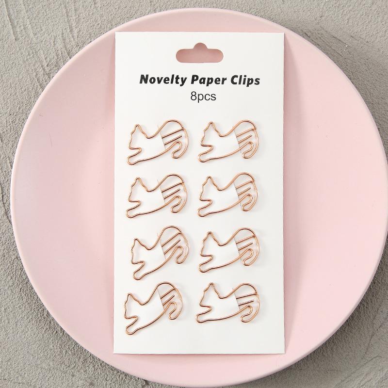 

Creative Hollow Metal Paper Clips - Set of 8 Unique Student Pins for Office, Learning, and Bookmarks. Card-mounted, hangable