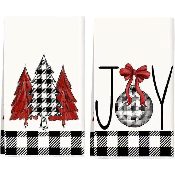 2 Pack Snowman Christmas Kitchen Towels Dish Towels, 16 Inch X 26 Inch, Lint Free Winter Decoration Hand Towels for Home 16 X 26