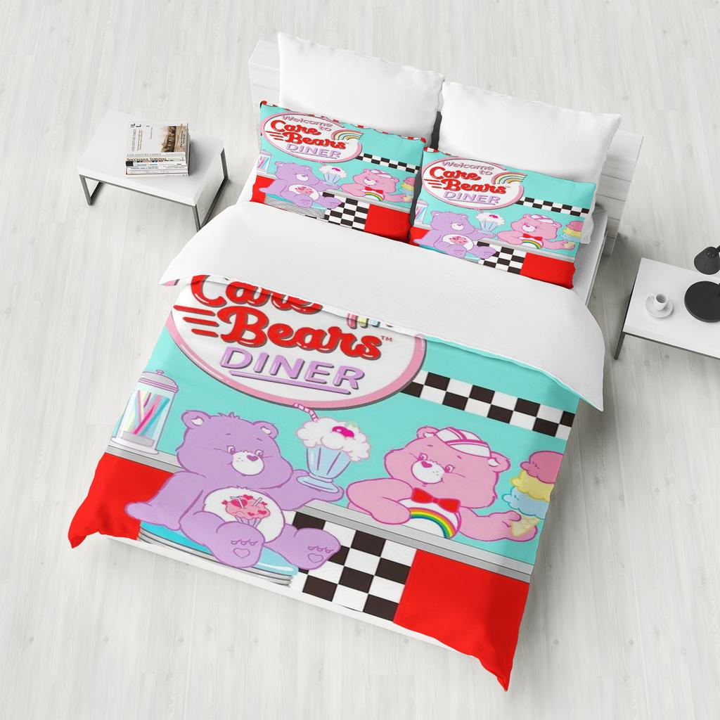Care Bears Anime Bedding Set Duvet Cover 1009 Polyester Suitable For Children And Adults 3-Piece Set