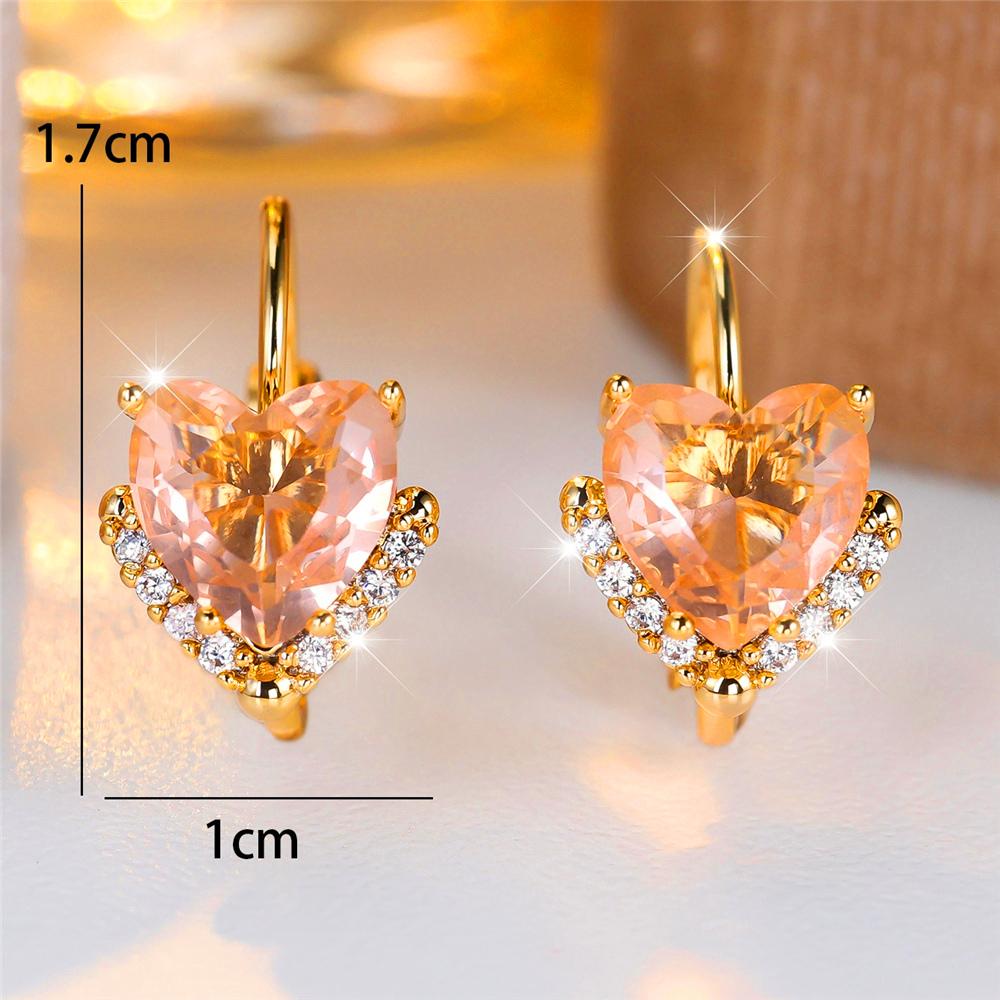 Modne Złote Kolczyki Koła z Kryształami Szampańskimi i Cyrkoniami w Kształcie Serca dla Kobiet Vintage Złoty Kolor Ślubne