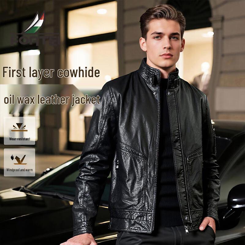 

Мужская куртка Futing в стиле ретро, мотоциклетная, со стойкой воротником, из натуральной кожи 2XL