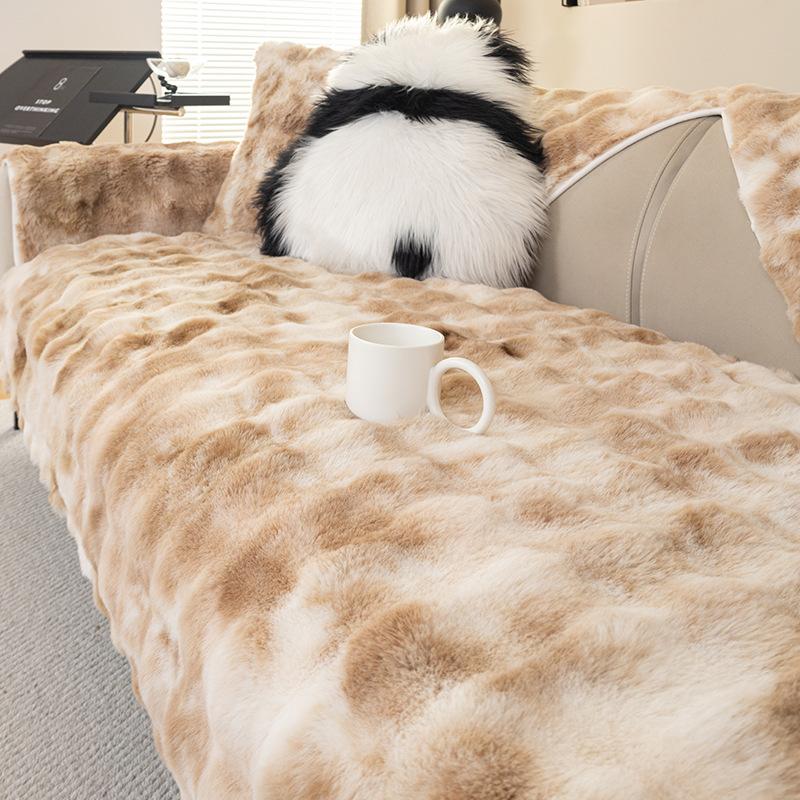 

Stroking Cats Feeling Gradual Change Plush Sofa Cushion Winter Light Luxury High Sense Thickened Seat Cushion Non-Slip Sofa Cover Cross-Border 70*70cm