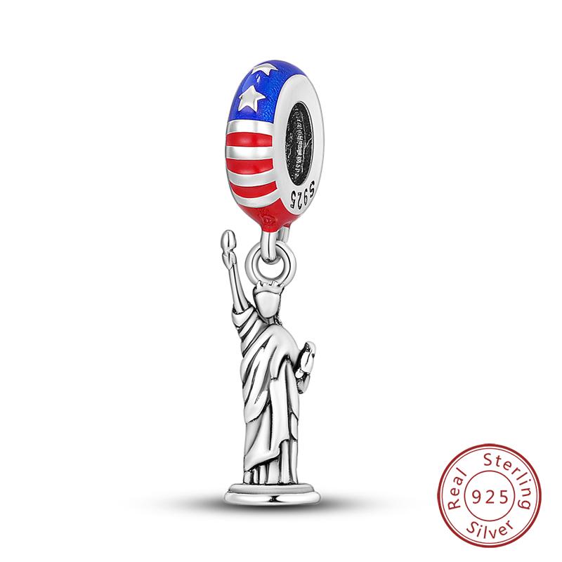 Original 925 Silver Travel Charm New York Rome Vienna Pendant Landmark Building Pendant Fit Bracelet Fine DIY Jewelry