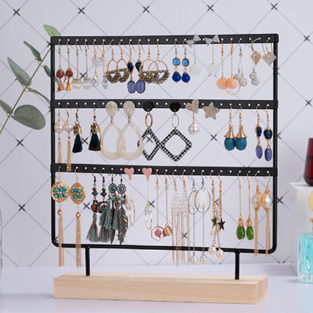 Jewelry Stand 3 Layers Elegant Style Compact Large Capacity Iron Material Decorative Practical
